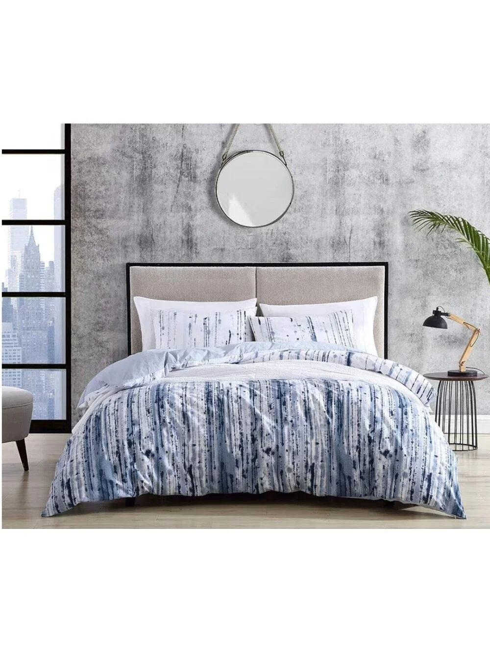 City Scene NWT Full/Queen Size 3pc Cotton Duvet Cover Set In Sokal Blue